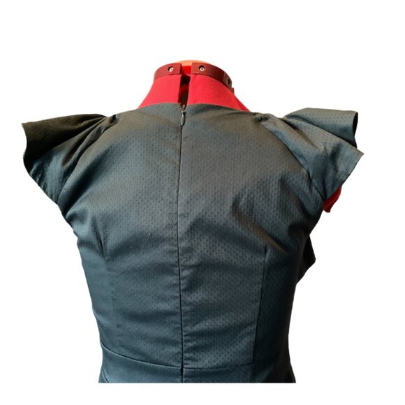 PINK MARTINI - Green dress - flair sleeves - midi lengh - medium - Picture 4 of 14